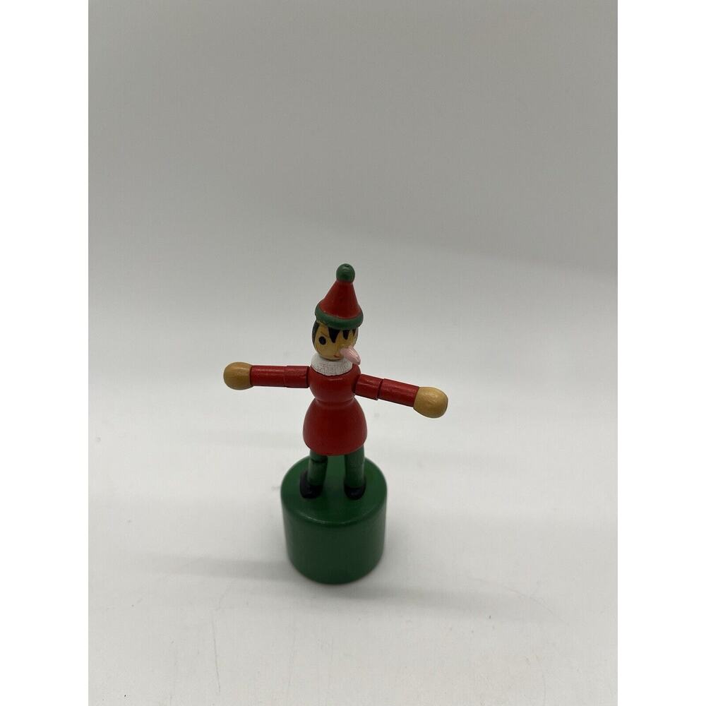 Pinocchio Wooden Collapsing Push Button Puppet Midwest Of Cannon Falls